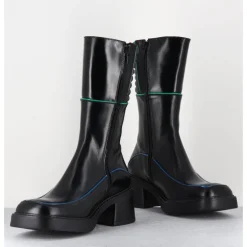 Online E8 BY MIISTA Boots en cuir & surpiqûres vert + bleu - KERRI BLACK BOOTS NOIR