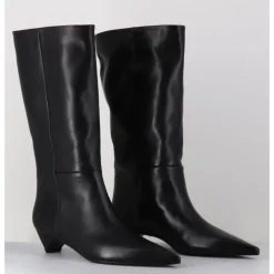 Outlet THEA MIKA Boots en cuir bout pointu petit talon conique - TMC280B NATUR NERO NOIR