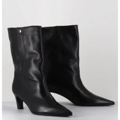 Discount THEA MIKA Boots en cuir bout pointu à pression - TMC451B NATUR NERO NOIR