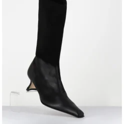 Outlet MIISTA Boots en cuir dégradé petit talon - RILLA DEGRADE BOOTS NOIR