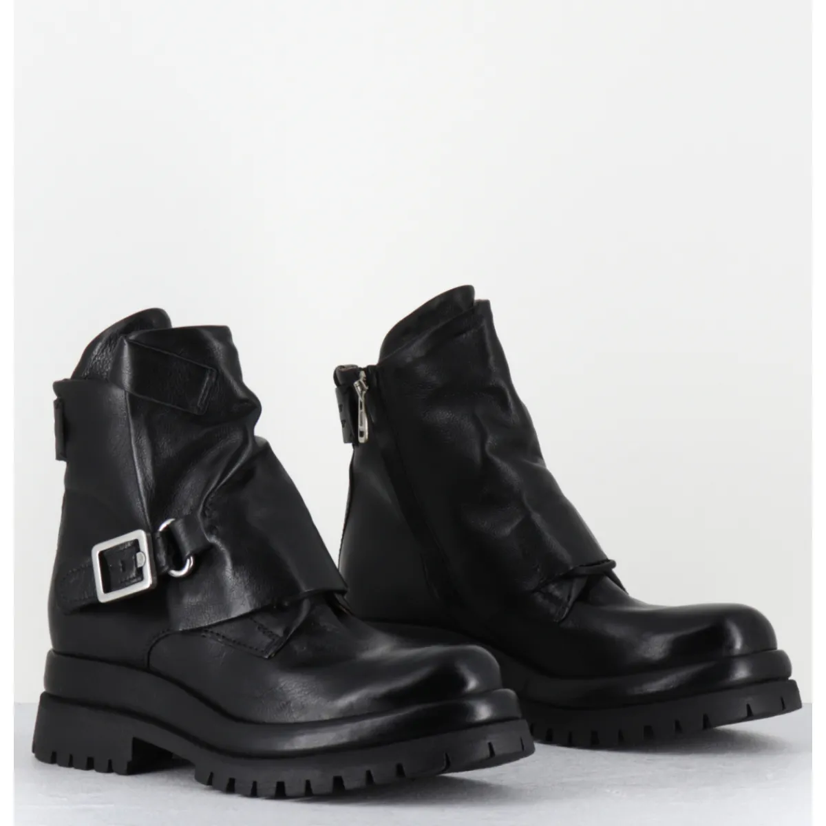 Discount A.S.98 Boots en cuir ligne déstructurée semelle épaisse - B51210 NERO NOIR