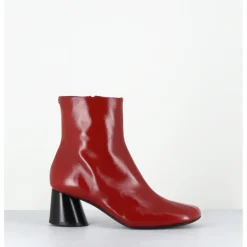 Discount HALMANERA Boots en cuir bout asymétrique talon graphique - ODILE02 GLAZE PASSION ROUGE