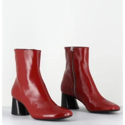 Discount HALMANERA Boots en cuir bout asymétrique talon graphique - ODILE02 GLAZE PASSION ROUGE