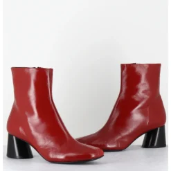 Discount HALMANERA Boots en cuir bout asymétrique talon graphique - ODILE02 GLAZE PASSION ROUGE