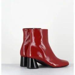 Discount HALMANERA Boots en cuir bout asymétrique talon graphique - ODILE02 GLAZE PASSION ROUGE