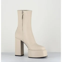 Outlet 3JUIN Boots en cuir souple blanc - IARA MOK MILK