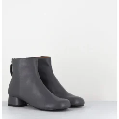 Clearance AUDLEY Boots en cuir souple petit talon - NORA NAPPA ASFALTO GRIS