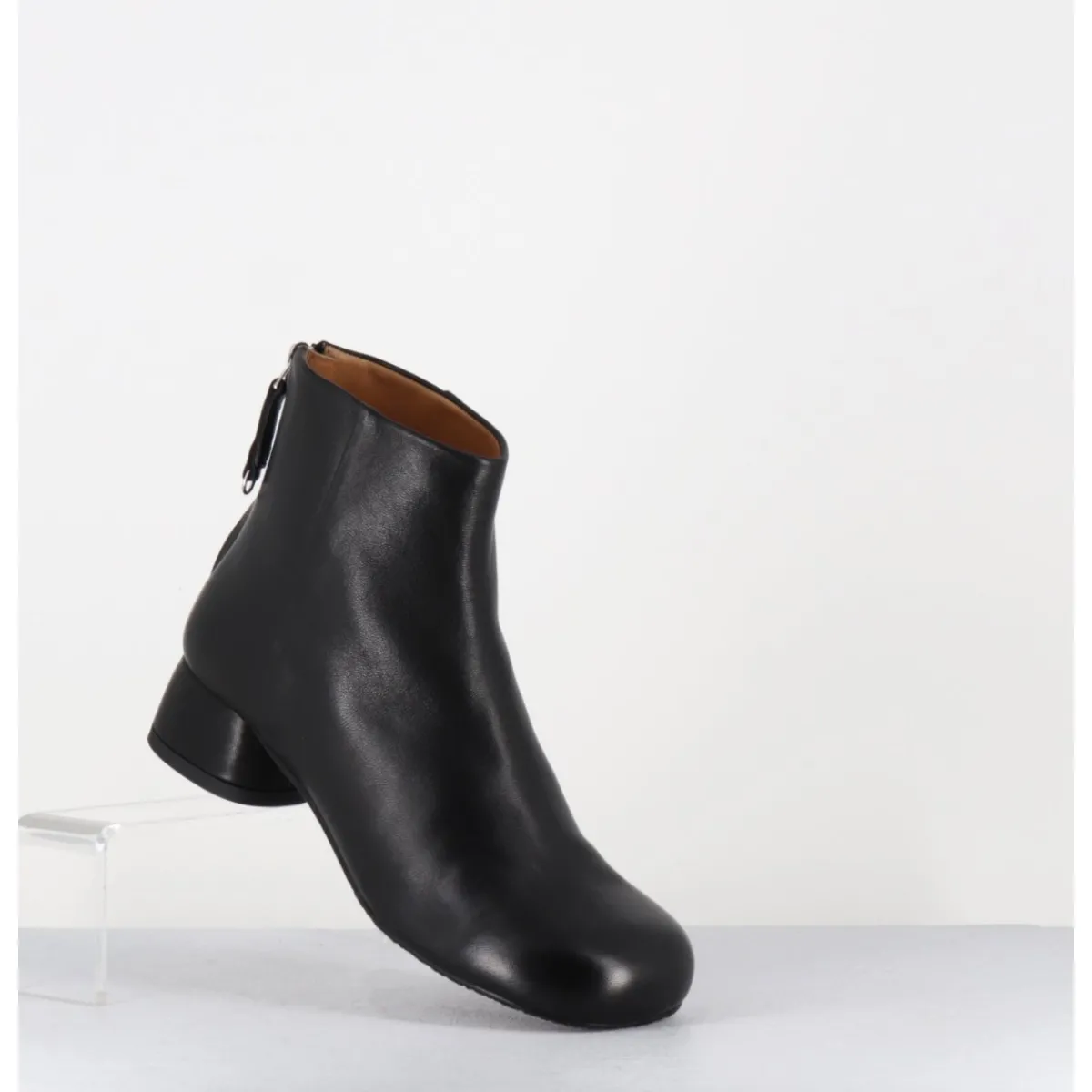 AUDLEY Boots en cuir souple petit talon - NORA NAPPA BLACK NOIR