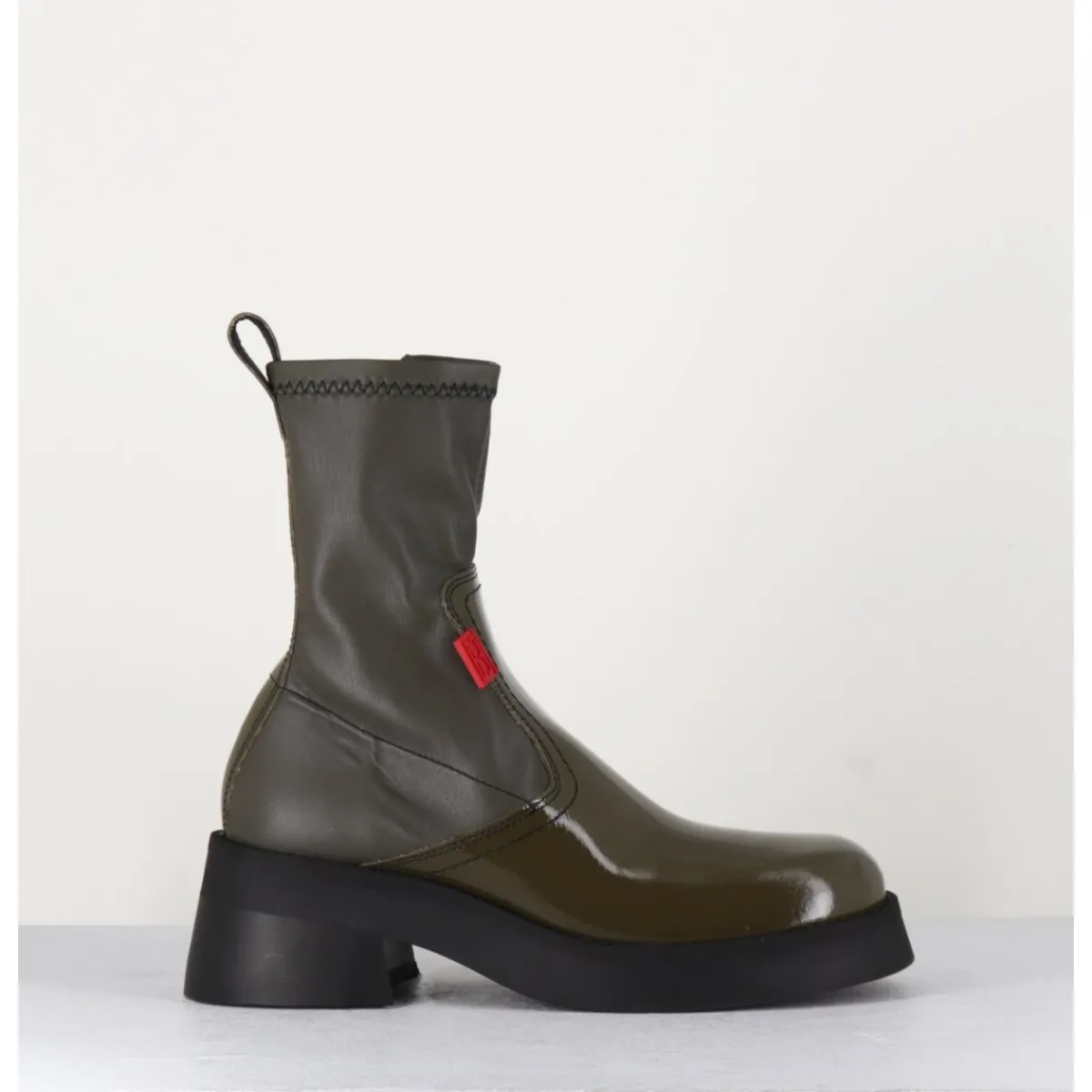 Best E8 BY MIISTA Boots en cuir stretch khaki - OLIANA KHAKI BOOTS