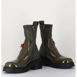 Best E8 BY MIISTA Boots en cuir stretch khaki - OLIANA KHAKI BOOTS