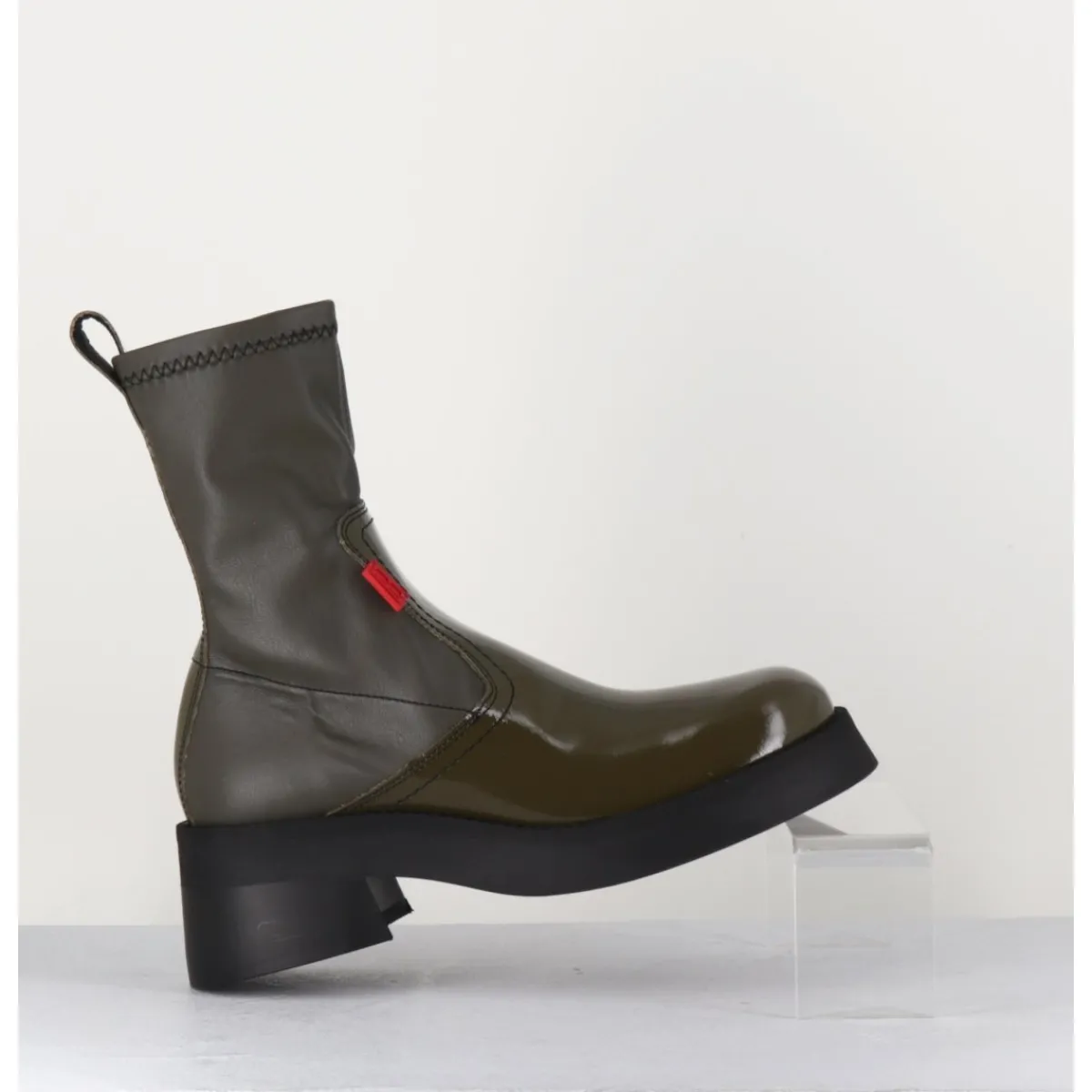 Best E8 BY MIISTA Boots en cuir stretch khaki - OLIANA KHAKI BOOTS