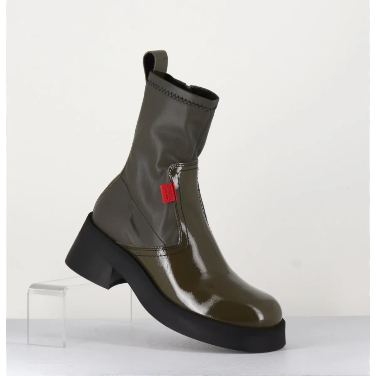 Best E8 BY MIISTA Boots en cuir stretch khaki - OLIANA KHAKI BOOTS