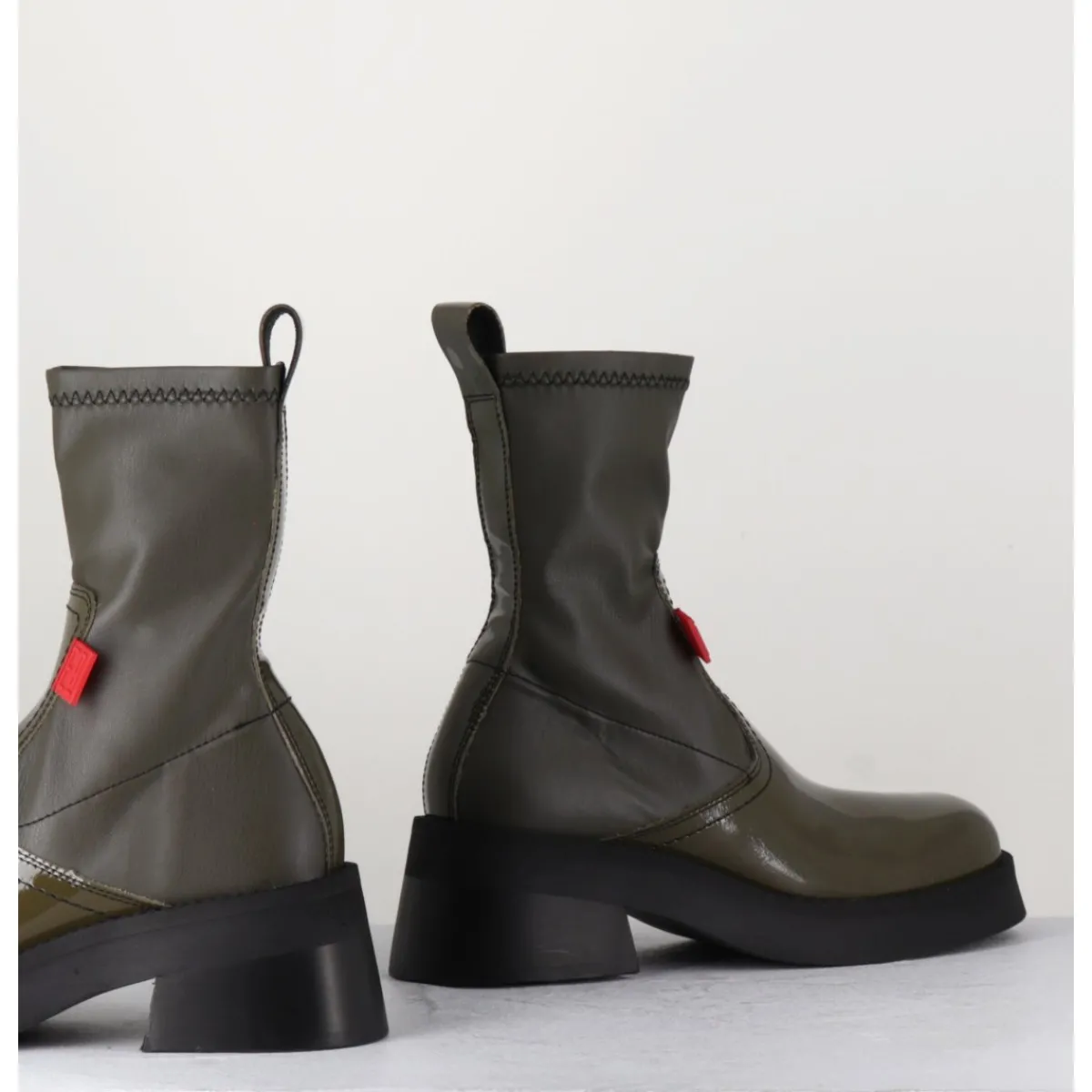 Best E8 BY MIISTA Boots en cuir stretch khaki - OLIANA KHAKI BOOTS