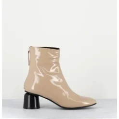 Outlet HALMANERA Boots en cuir vernis petit talon 60s - ANYA13 INCENSO BEIGE
