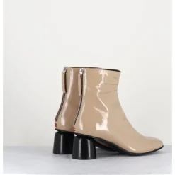 Outlet HALMANERA Boots en cuir vernis petit talon 60s - ANYA13 INCENSO BEIGE