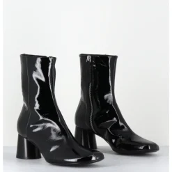 Online HALMANERA Boots en cuir vernis souple talon cylindrique - DANI04 MUNA NERO NOIR