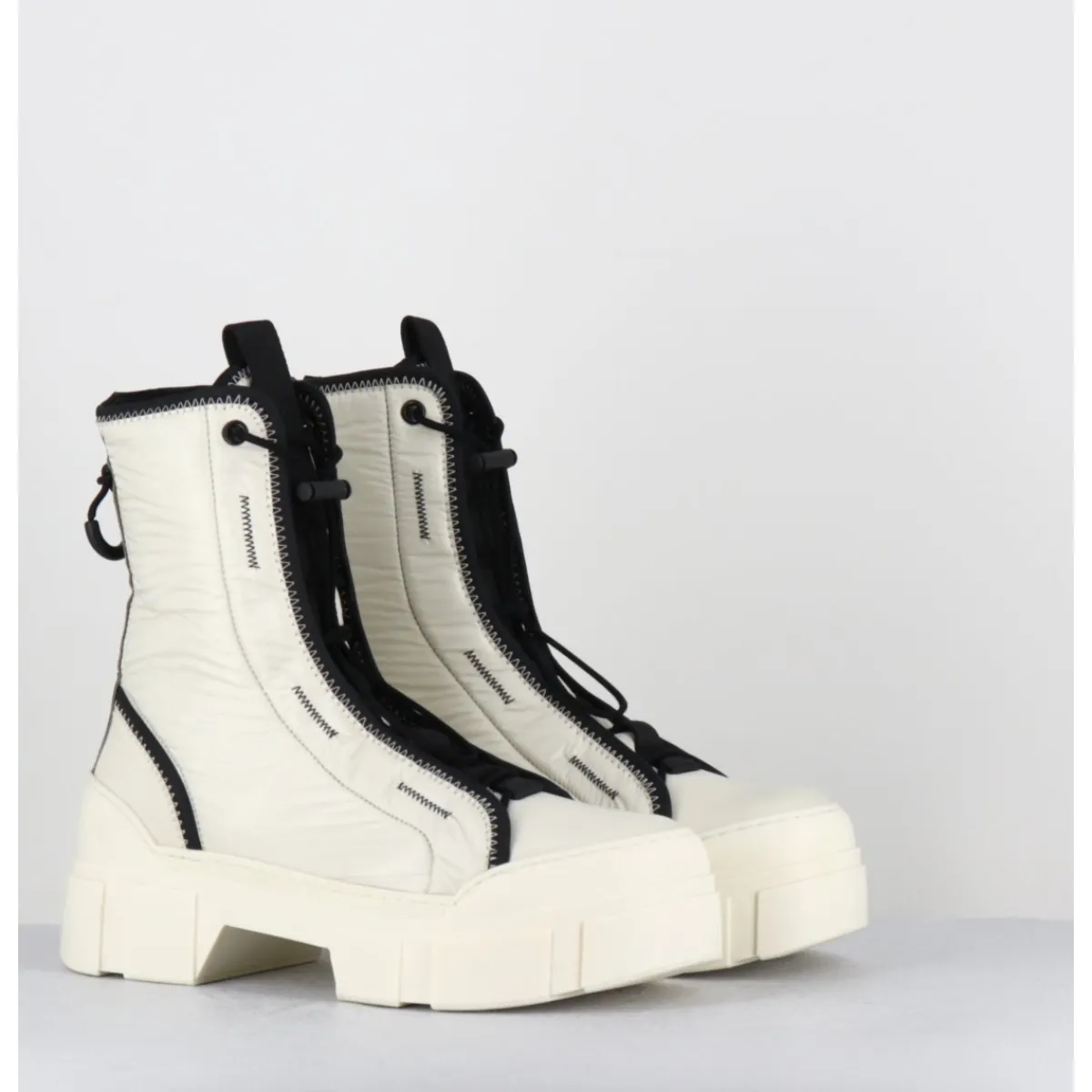 Discount VIC MATIE Boots en nylon cassé & élastique réglable - 1D7300D SILK WIRE BLANC