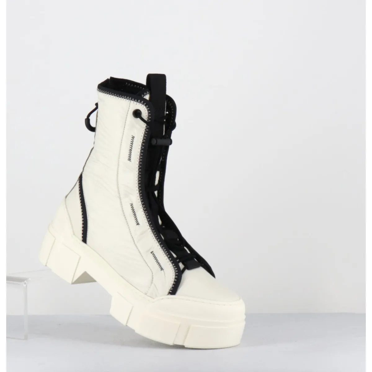 Discount VIC MATIE Boots en nylon cassé & élastique réglable - 1D7300D SILK WIRE BLANC