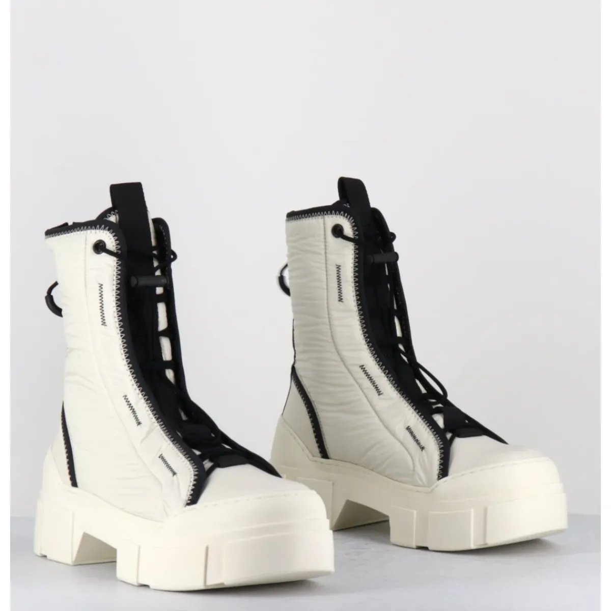 Discount VIC MATIE Boots en nylon cassé & élastique réglable - 1D7300D SILK WIRE BLANC