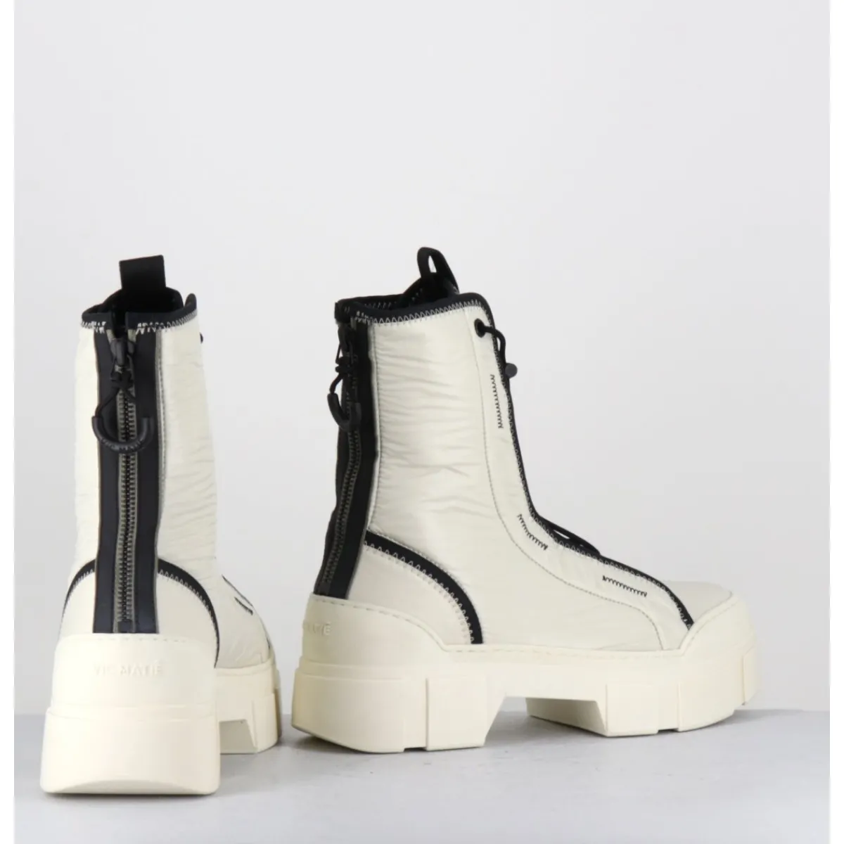 Discount VIC MATIE Boots en nylon cassé & élastique réglable - 1D7300D SILK WIRE BLANC