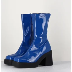 Clearance E8 BY MIISTA Boots galbante en stretch vernis - NOELY BLUE BOOTS BLEU