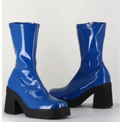 Clearance E8 BY MIISTA Boots galbante en stretch vernis - NOELY BLUE BOOTS BLEU