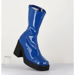 Clearance E8 BY MIISTA Boots galbante en stretch vernis - NOELY BLUE BOOTS BLEU