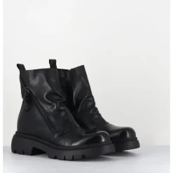 GARRICE LAB Boots légères en cuir à zip asymétrique - NACO07 CARLY NERO NOIR