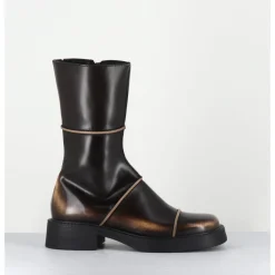 Discount E8 BY MIISTA Boots & beige bout carré 90s - DAHLIA BROWN BOOTS MARRON