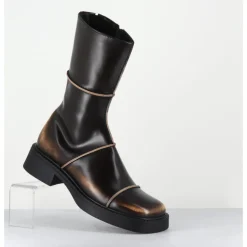 Discount E8 BY MIISTA Boots & beige bout carré 90s - DAHLIA BROWN BOOTS MARRON