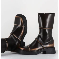 Discount E8 BY MIISTA Boots & beige bout carré 90s - DAHLIA BROWN BOOTS MARRON