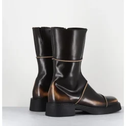 Discount E8 BY MIISTA Boots & beige bout carré 90s - DAHLIA BROWN BOOTS MARRON