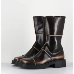 Discount E8 BY MIISTA Boots & beige bout carré 90s - DAHLIA BROWN BOOTS MARRON