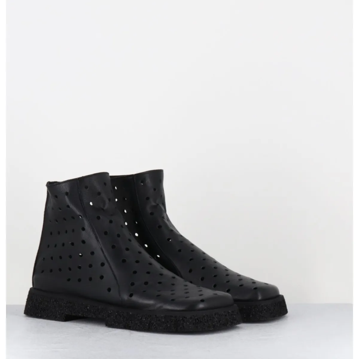 Best ANTONIO BARBATO Boots minimalistes légères en cuir ajouré - 1104 NAPPA NERO NOIR