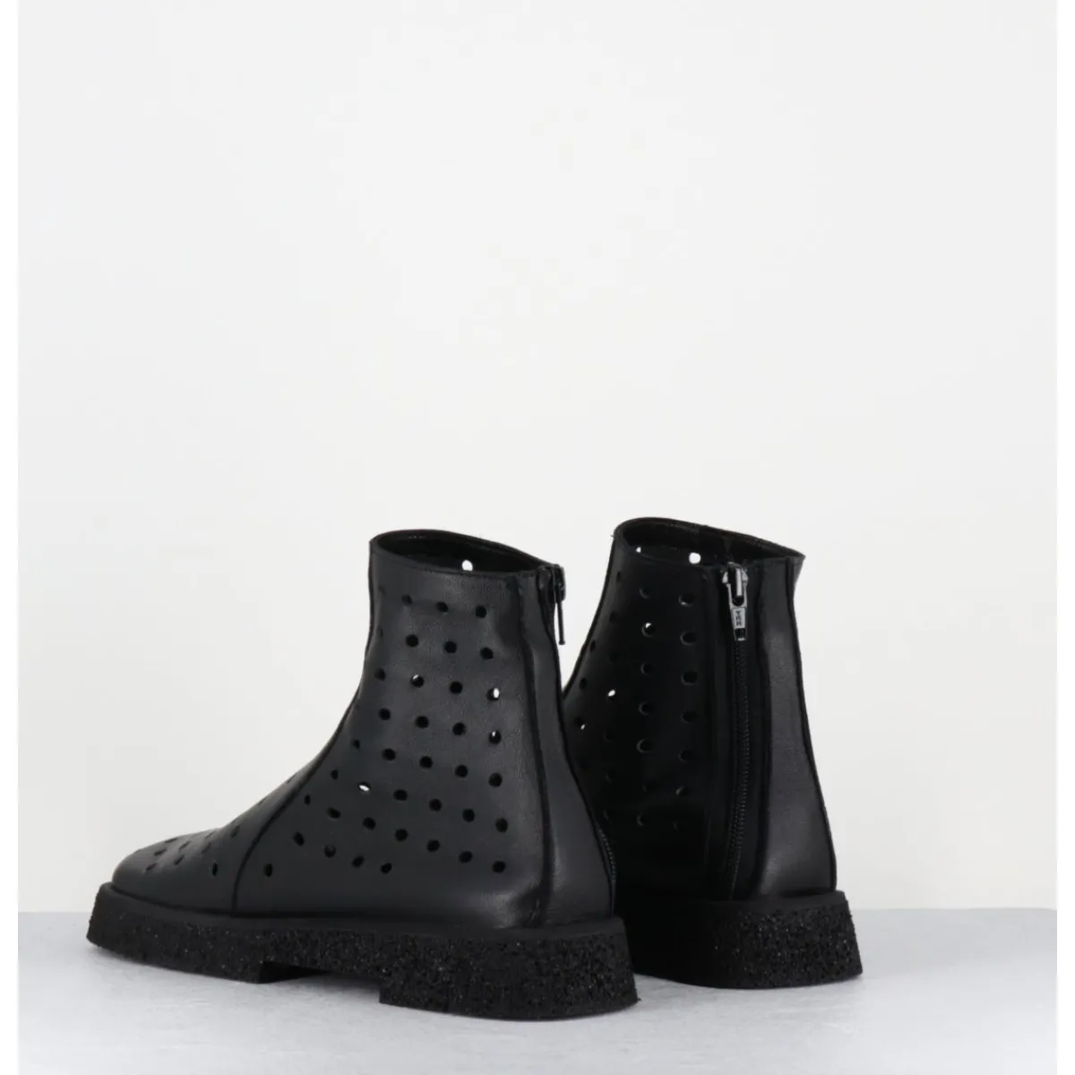 Best ANTONIO BARBATO Boots minimalistes légères en cuir ajouré - 1104 NAPPA NERO NOIR