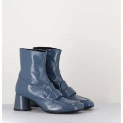 New HALMANERA Boots mocassins en cuir gris - DANI05 GRISAGLIA BLEU