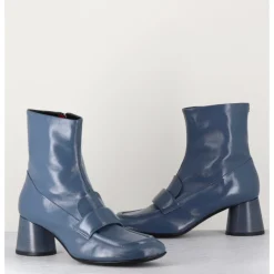 New HALMANERA Boots mocassins en cuir gris - DANI05 GRISAGLIA BLEU
