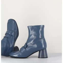 New HALMANERA Boots mocassins en cuir gris - DANI05 GRISAGLIA BLEU