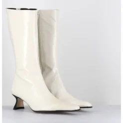 Online MIISTA Boots naplak petit talon noir - RILLA OFF WHITE BOOTS BLANC