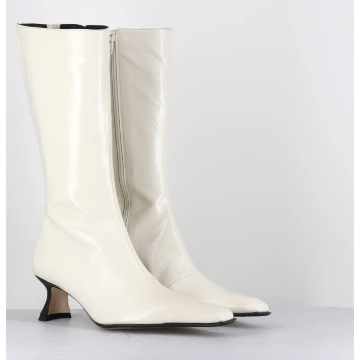 Online MIISTA Boots naplak petit talon noir - RILLA OFF WHITE BOOTS BLANC