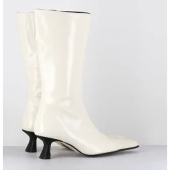 Online MIISTA Boots naplak petit talon noir - RILLA OFF WHITE BOOTS BLANC
