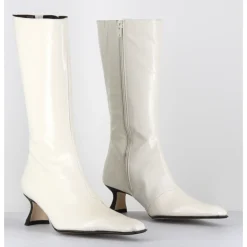 Online MIISTA Boots naplak petit talon noir - RILLA OFF WHITE BOOTS BLANC