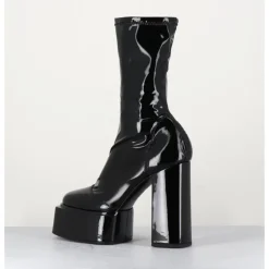 Clearance 3JUIN Boots es vernis stretch - VICTORIA MOK PATENT NOIR