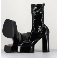 Clearance 3JUIN Boots es vernis stretch - VICTORIA MOK PATENT NOIR