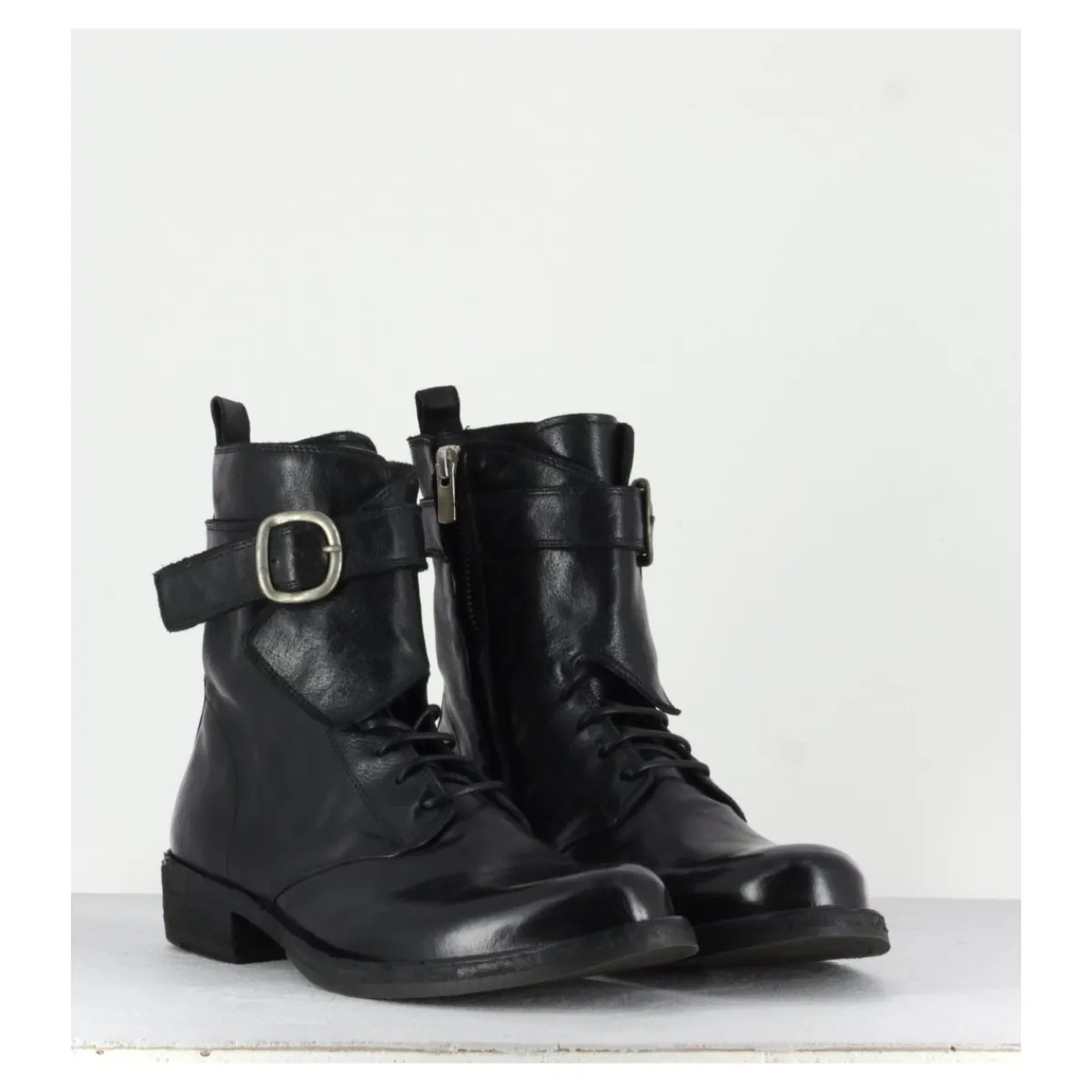 Clearance OFFICINE CREATIVE Boots plates à lacets en cuir - LEGRAND142H24 NERO NOIR