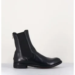 Hot OFFICINE CREATIVE Boots plates en cuir bleu , élastique & bout fleuri - LEXIKON099 NAVY MARINE