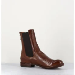 New OFFICINE CREATIVE Boots plates en cuir , élastique & bout fleuri - LEXIKON099 TABACCO MARRON