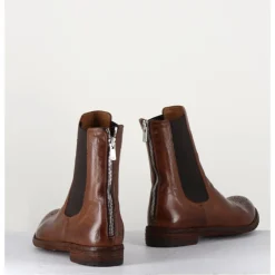 New OFFICINE CREATIVE Boots plates en cuir , élastique & bout fleuri - LEXIKON099 TABACCO MARRON