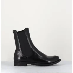 Hot OFFICINE CREATIVE Boots plates en cuir , élastique & bout fleuri - LEXIKON099 NERO NOIR