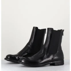 Hot OFFICINE CREATIVE Boots plates en cuir , élastique & bout fleuri - LEXIKON099 NERO NOIR